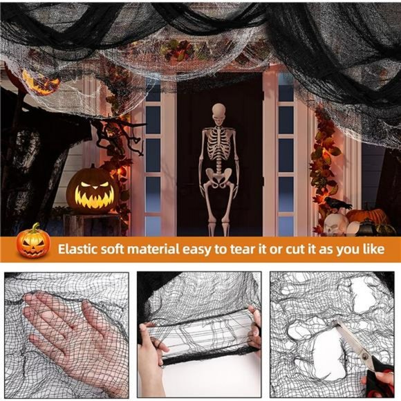 Halloween Creepy Cloth 6Pcs 30×72 "Halloween Black Creepy Cloth (4Black + 2White - Picture 3 of 7
